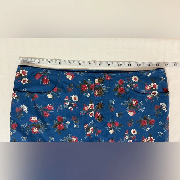 90s Y2K Vintage Ralph Lauren Mini Skirt Blue Floral Size 2 - Picture 7 of 8